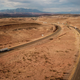 A photo of a highway in Arizona taken from a helicopter.